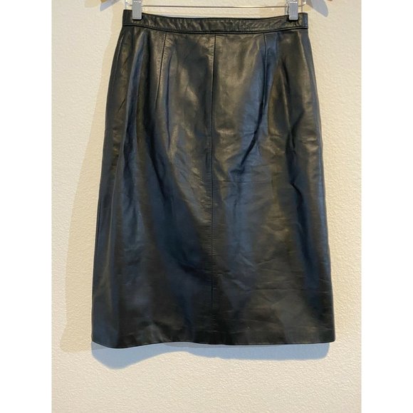 West Bay Sport Leathers Vintage 100% Leather Pencil Skirt Size 8 Black - Picture 3 of 9